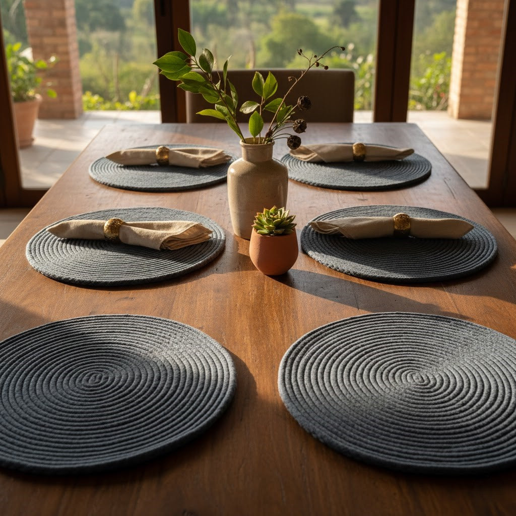 Individual Redondo en Cordón de Algodón "Unidad"