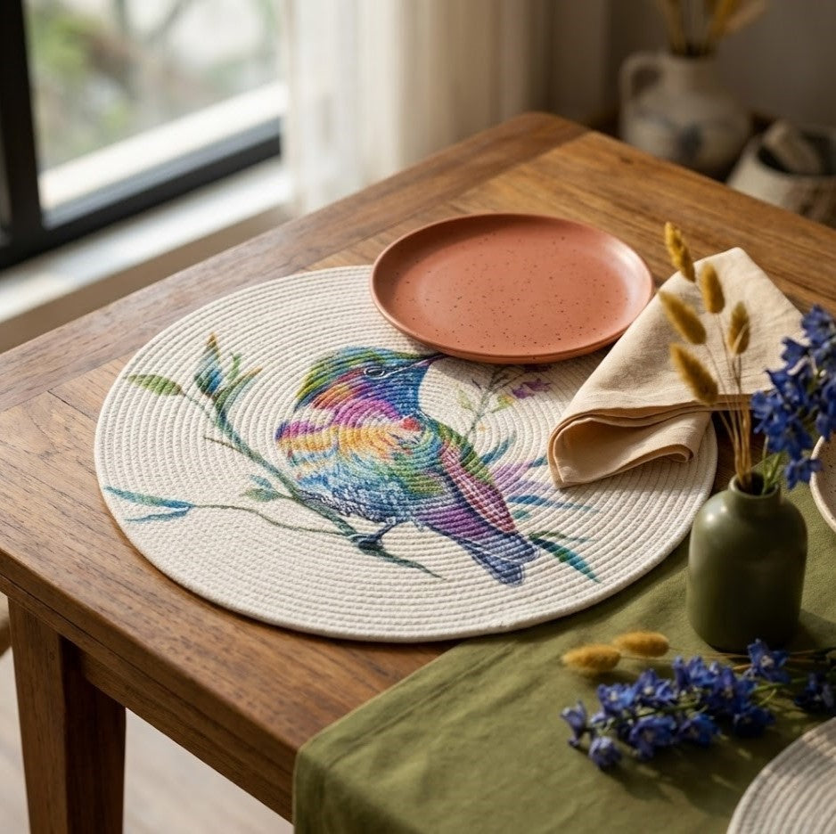 Individual Redondo En Cordón De Algodón - "Unidad" - Modelo Colorido