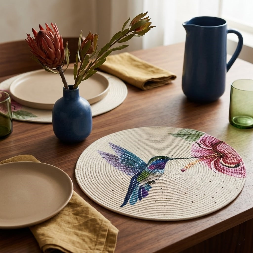 Individual Redondo En Cordón De Algodón - "Unidad" - Modelo Diva